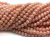 Peach Pink Round Crystal Glass Beads 6mm (CRY459)