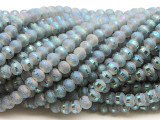 Pearlescent Gray Metallic Stripe Crystal Glass Beads 6mm (CRY490)