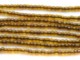 Transparent Olive Green Glass Beads - 44" strand (JV9066)