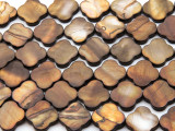 Brown Moroccan Motif Tabular Shell Beads 15mm (SH570)