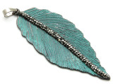 Copper (Oxidized) Wide Feather Pendant 72mm (ME470)