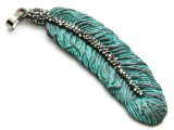 Copper (Oxidized) Rounded Feather Pendant 72mm (ME471)