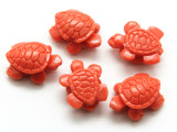 Coral Red Turtle Resin Bead 15mm (RES629)