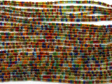 Tiny Transparent Multi-Color Glass Beads - 44" strand (JV9076)