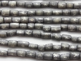Gray Cylinder Carved Bone Beads 10mm (B1332)