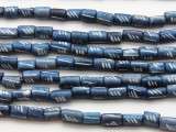 Blue Cylinder Carved Bone Beads 10mm (B1335)
