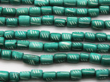 Green Cylinder Carved Bone Beads 10mm (B1336)