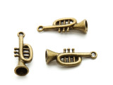 Brass Trumpet - Pewter Pendant 29mm (PW927)