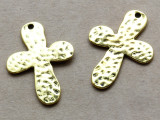 Brass Hammered Cross - Pewter Pendant 36mm (PW942)