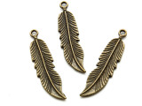 Brass Tall Feather - Pewter Pendant 45mm (PW948)