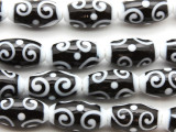 Black & White Swirl Glass Beads 20mm (JV1194)