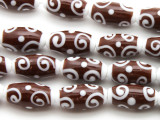 Brown & White Swirl Glass Beads 20mm (JV1196)
