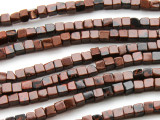 Red Obsidian Cube Gemstone Beads 4mm (GS4539)