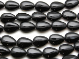 Black Agate Teardrop Tabular Gemstone Beads 18mm (GS4549)