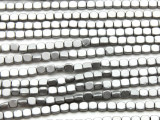 Matte Silver Hematite Square Gemstone Beads 4mm (GS4564)