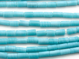 Aqua Blue Tube Glass Beads 8-11mm (JV1210)
