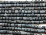 Dark Navy Blue Irregular Cylinder Glass Beads 5-7mm (JV1243)