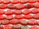 Antiqued Red Irregular Oval Glass Beads 15-18mm (JV1256)