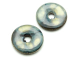 Blue & Beige Donut Ceramic Earring Pair 26mm - Peru (CER167)