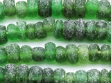 Green Rondelle Recycled Glass Beads 11-15mm - Indonesia (RG640)