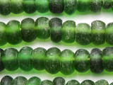 Green Rondelle Recycled Glass Beads 9-16mm - Indonesia (RG642)