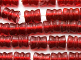 Red Banded Hourglass Recycled Glass Beads 15mm - Indonesia (RG657)