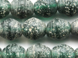 Green Speckled Recycled Glass Beads 14-16mm - Indonesia (RG676)