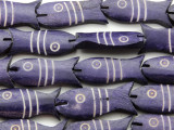 Purple Fish Carved Bone Beads 30mm (B1365)