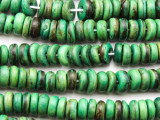 Green Coconut Wood Rondelle Beads 8mm - Indonesia (WD976)