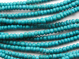 Teal Blue Coconut Wood Rondelle Beads 4mm - Indonesia (WD979)