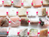 Pink Opal Square Tabular Gemstone Beads 14-16mm (GS4725)