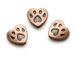Copper Pewter Bead - Paw Print Heart 12mm (PB850)
