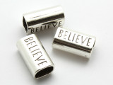 Pewter Bead - 'Believe' Tube 22mm (PB865)