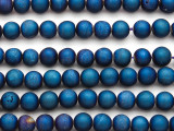 Blue Electroplated Druzy Agate Round Gemstone Beads 8mm (GS4796)