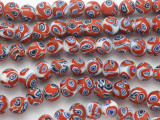 Red, White & Blue Millefiori Round Glass Beads 11mm (JV1286)