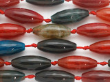 Multi-Color Agate Faceted Barrel Gemstone Beads 30mm (GS4832)