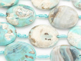 Turquoise Blue Agate Oval Gemstone Beads 37mm (GS4852)