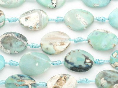 Turquoise Blue Agate Oval Twist Gemstone Beads 25mm (GS4855) - Happy ...