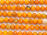 Orange Fire Agate Faceted Round Gemstone Beads 8mm (GS4858)