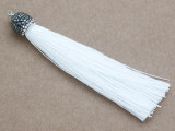 White Rhinestone Thread Tassel - 3.5" (AP2111)