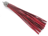 Cranberry Red Rhinestone Leather Tassel - 3.75" (LR133)