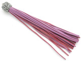 Fuchsia Purple Rhinestone Leather Tassel - 3.75" (LR135)