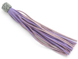 Light Purple Rhinestone Leather Tassel - 3.75" (LR137)