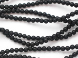 Matte Black Onyx Round Gemstone Beads 4mm (GS4884)