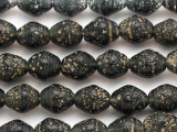 Antiqued Black Bicone Glass Beads 14-17mm (JV1335)