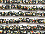 Black w/Multi-Color Dots Glass Beads 7-8mm (JV1343)