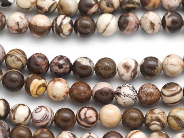 Brown Zebra Jasper Round Gemstone Beads 8mm (GS4943) - Happy Mango Beads