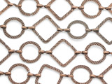 Copper Textured Circle & Square Link Chain 30mm - 36" (CHAIN105)