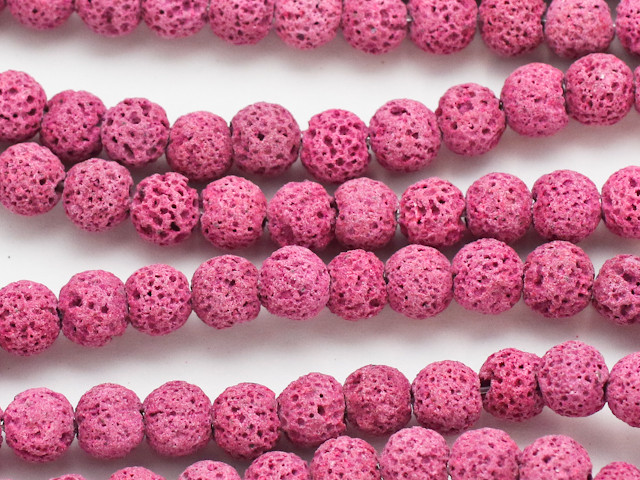 Pink Round Lava Rock Beads 8mm (LAV160)