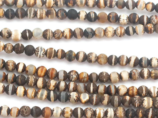 Natural Striped Tibetan Agate Dzi Round Beads For Jewelry Making 4mm 6mm 8mm 